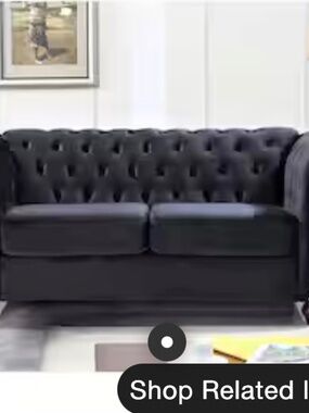Feinstein 68 in. Black Upholstered Velvet 2-Seat Loveseat